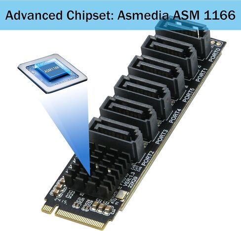 M.2 to SATA 3.0 Adapter [6-Port] with 6X SATA3 Cable + M.2 to SATA Adapter [6-Port] with Case in Saudi Arabia