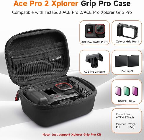 حقيبة حمل لجهاز Insta360 Ace Pro 2/ACE Pro Xplore Grip Pro Bundle حقيبة سفر صلبة ملحقات بطارية تخزين (فقط لجراب Xplore Grip Pro) in Kuwait