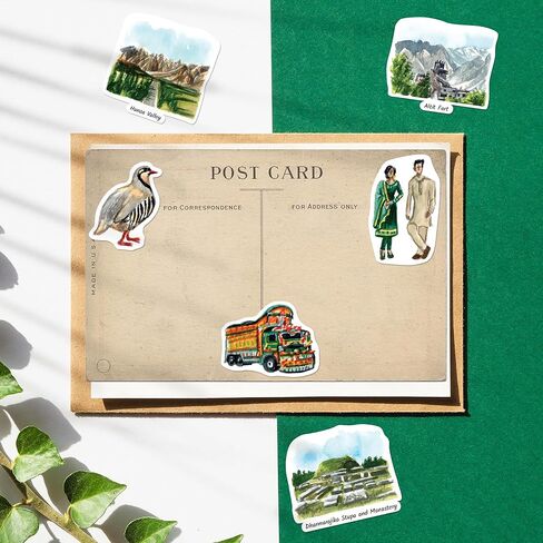 Navy Peony Picturesque Pakistan Travel Stickers (28pcs) - Watercolor, Islamabad, Pakistani Heritage-Themed Decals for Journals, Scrapbooks, Luggage in Saudi Arabia