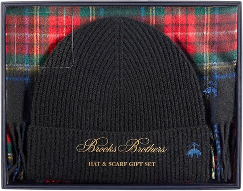 Brooks Brothers Men’s Wool & Cashmere Scarf & Ribbed Beanie Boxed Gift Set – Timeless Winter Luxury in Saudi Arabia