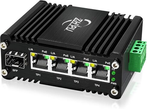 محول جيجابت PoE صناعي صغير بأربعة منافذ مع مدخل طاقة زائد DC12～48V، محول PoE 12V مع SFP، IEEE802.3af/at @120W، طاقة PoE مدمجة لأنظمة VoIP/الطاقة الشمسية/شاحنة RV in Kuwait