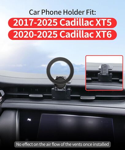 حامل هاتف السيارة لملحقات 2017-2025 Cadillac XT5 2020-2025 Cadillac XT6، حامل هاتف يدور 360 درجة متوافق مع MagSafe، حامل الهاتف الخلوي لا يؤثر على فتحة الهواء in Kuwait