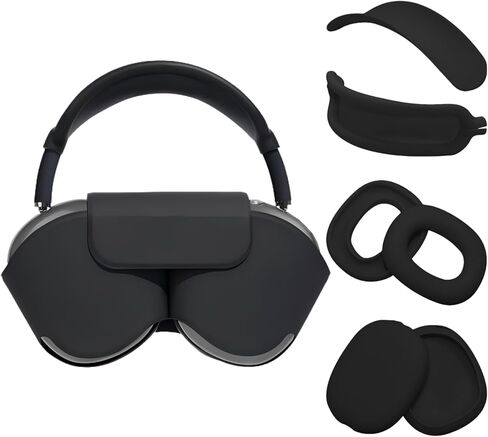 Aiivioll for AirPods Max Smart Case with 4-in-1 Cover Set, Soft Leather Case with Sleep Mode for AirPods Max Headphones(2024/2020), Silicone Ear Pad/Ear Cup/Headband Covers(Up & Down), Pink in Kuwait