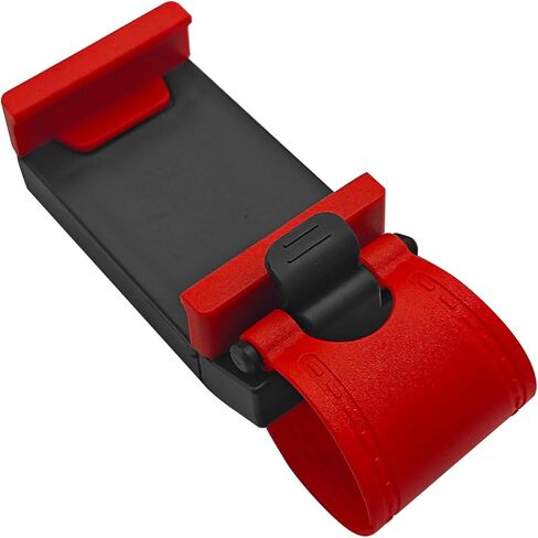 Car Steering Wheel Phone Mount, Buckle-Type Cell Phone Clamp Mount Stand, Universal Portable Steering Wheel Phone Holder Compatible with 55-75mm Mobile Phones MP4 Navigation Devices (Red) in Saudi Arabia