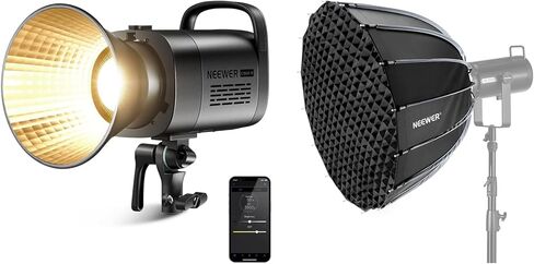 NEEWER CB60B 70W LED Video Light with 28"/70cm Parabolic Softbox Bowens, 2.4G&APP Control, COB Bi Color 2700K-6500K 34000Lux at 1m/CCT Mode/CRI97+/12 Scenes/Bowens Mount Continuous Output Lighting in Saudi Arabia