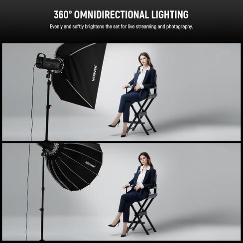 NEEWER CB60B 70W LED Video Light with 28"/70cm Parabolic Softbox Bowens, 2.4G&APP Control, COB Bi Color 2700K-6500K 34000Lux at 1m/CCT Mode/CRI97+/12 Scenes/Bowens Mount Continuous Output Lighting in Saudi Arabia