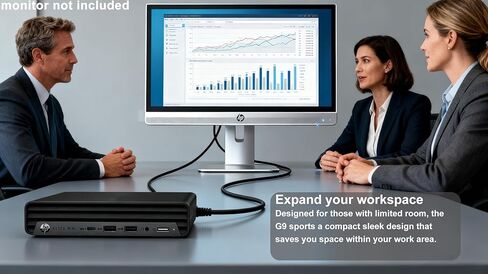 كمبيوتر سطح المكتب HP Elite Mini G9 Business (Intel 12-Core i7-12700T، 16GB DDR5 RAM، 512GB SSD، UHD Graphics 730)، MFF، 2x DisplayPorts، HDMI، USB-C، Ethernet، Wi-Fi 6E، Bluetooth 5.3، Win 11 Pro، أسود in Kuwait