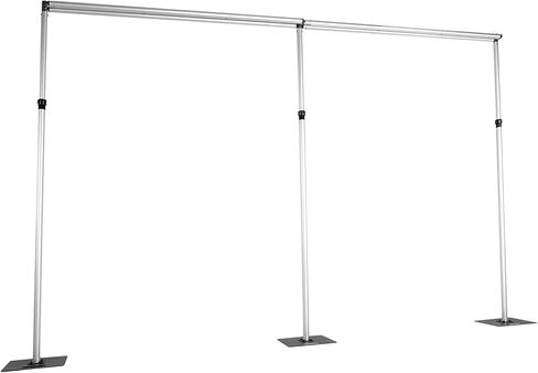 Backdrop Stand 118x236inch Double Crossbar Height Adjustable Heavy Duty Pipe Drape Kit Backdrop Support with Heavy Duty Metal Flat Base for Wedding Parties Events Decoration in Kuwait