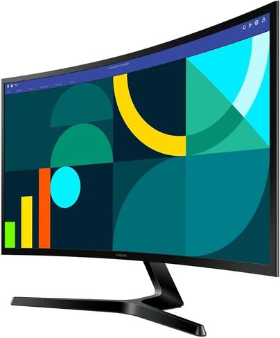 شاشة منحنية LED من سلسلة Essential S3 مقاس 27 بوصة من سامسونج، FHD 1800R، وضع الألعاب، 100 هرتز، منافذ مزدوجة، راحة العين، أسود، مع كابل GSF HDMI in Kuwait