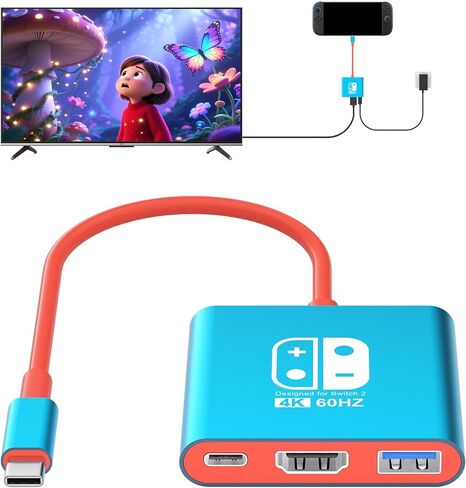 منصة Switch2 (سبائك الألومنيوم)، محطة إرساء محمولة لمفتاح السفر 2 تدعم 4K عند 60 هرتز، سويتش 2 وضع تلفزيون متوافق مع NS2/NS/NS OLED، بديل لجهاز Nintendo Switch 2 Dock مع HDMI2.0/PD 100W/USB3.0 in Kuwait