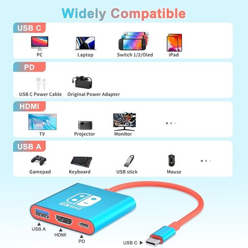 منصة Switch2 (سبائك الألومنيوم)، محطة إرساء محمولة لمفتاح السفر 2 تدعم 4K عند 60 هرتز، سويتش 2 وضع تلفزيون متوافق مع NS2/NS/NS OLED، بديل لجهاز Nintendo Switch 2 Dock مع HDMI2.0/PD 100W/USB3.0 in Kuwait