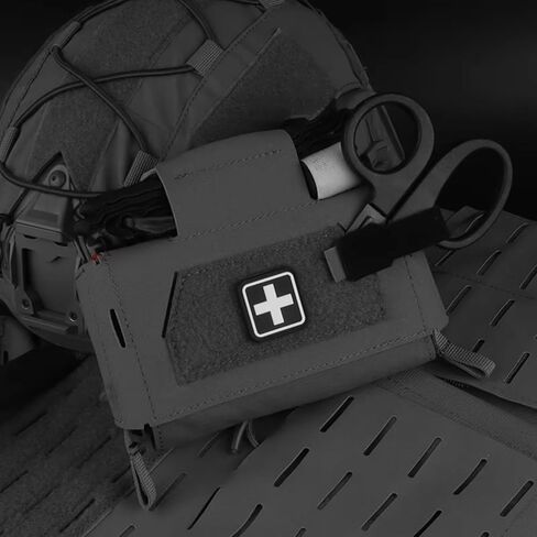 حقيبة IFAKon Compact V3 Ifak لمجموعة أدوات الصدمات، وحقيبة الإسعافات الأولية سريعة السحب مع 7 جيوب تتكيف مع الحزام، وسترة حامل لوحة MOLLE، وحزام الخصر، وأجهزة الصدر. in Kuwait