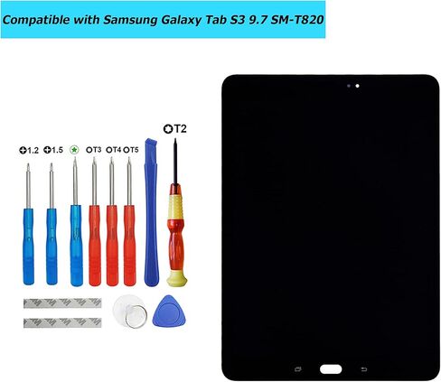 Replacement Tablet Screen Compatible with Samsung Galaxy Tab S3 9.7 SM-T820 SM-T825 with Toolkit (Black) in Saudi Arabia