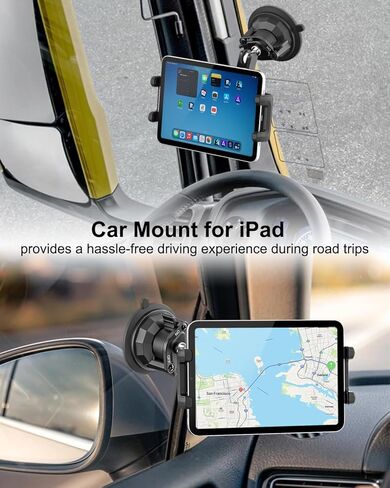 Car Holder for iPad Mini, Truck Windshield Tablet Mount with Super Suction Cup, 360° Adjustable Metal Arm Side Window Tablet Holder for iPad Mini 7 6 5 4 3 2, iPad Air Pro, iPhone, 4-13" Device in Saudi Arabia