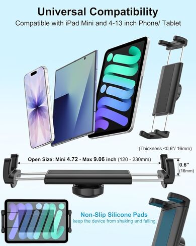 Car Holder for iPad Mini, Truck Windshield Tablet Mount with Super Suction Cup, 360° Adjustable Metal Arm Side Window Tablet Holder for iPad Mini 7 6 5 4 3 2, iPad Air Pro, iPhone, 4-13" Device in Saudi Arabia
