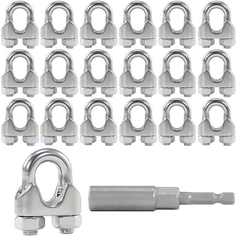 HEVERP 12Pcs M6 1/4 Inches Stainless Steel Wire Rope Cable Clip Clamp in Kuwait