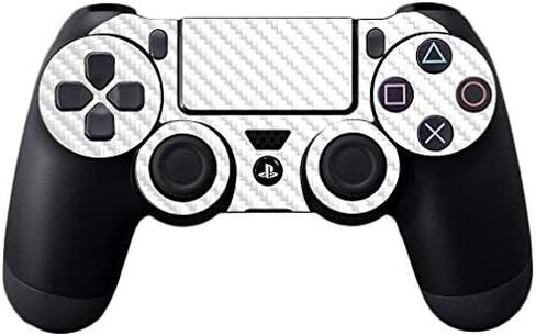 غلاف MightySkins من ألياف الكربون لوحدة تحكم Sony PS4 - أبيض خالص | لمسة نهائية واقية ومتينة من ألياف الكربون | سهل التطبيق والإزالة وتغيير الأنماط | صنع في الولايات المتحدة الأمريكية in Saudi Arabia