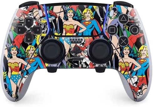 غلاف Skinit المخصص للألعاب متوافق مع وحدة تحكم PS5 DualSense Edge Pro - تصميم نمط شخصيات DC Comics المرخص رسميًا in Saudi Arabia