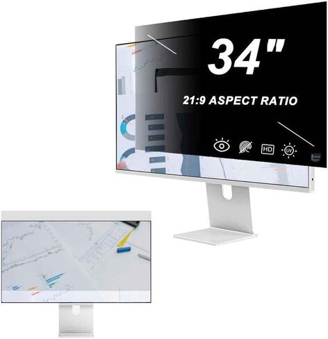 34 Inch Computer Monitor Privacy Screen for 21:9 Widescreen Monitors, Anti-Spy Display Security Private Shield, Reduce Glare & Blue Light Blocking PC LED Monitor Anti-Scratch Protector Film in Saudi Arabia