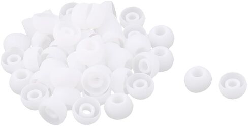uxcell Silicone Replacement Earbud Tips, 50 Pcs 4mm Inner Hole Ear Bud Tip Noise Isolation Cap Replacement Cover for Most in Ear Earphone Headphone, White in Saudi Arabia