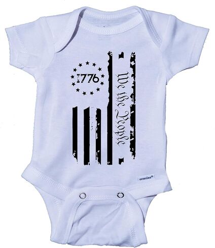 Ink Trendz Patrotic We The People 1776 American Flag Onesie Baby Boys' and Girl's Bodysuits Infant Romper Jumpsuit in Saudi Arabia
