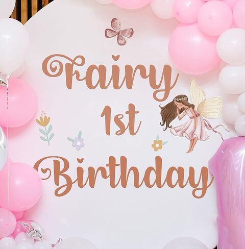 Fairy 1st Birthday Wall Decal Fairy First Birthday Party Decorations Butterfly Fairy Balloon Arch Stickers Flowers Garland Baby Shower Anniversary Baby Shower Party Supplies in Kuwait