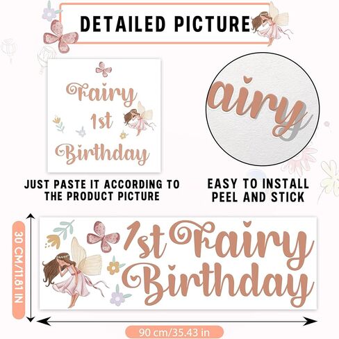 Fairy 1st Birthday Wall Decal Fairy First Birthday Party Decorations Butterfly Fairy Balloon Arch Stickers Flowers Garland Baby Shower Anniversary Baby Shower Party Supplies in Kuwait