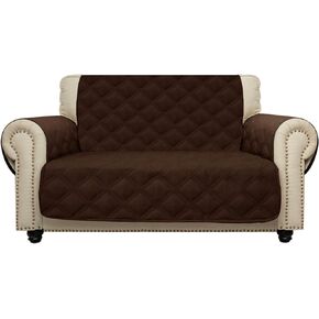 CHHKON Loveseat Cover 100% Waterproof Non-Slip Quilted Furniture Protector Sofa Cover for Pets for Leather Couch (Dark Grey, 46")