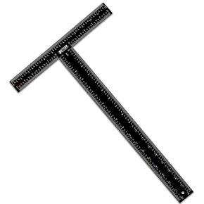 Better Office Products T Square, T Ruler, 18 inch Metal T Ruler Carbon Steel Ruler, Double Sided Standard & Metric Laser Printed, Drafting Ruler, Architect Ruler, Set Square Companion Ruler, Black