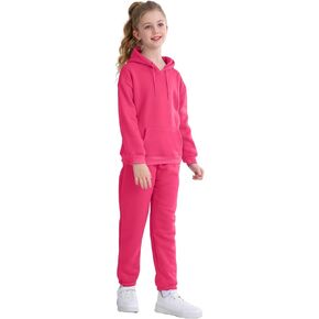 NHUHEQ Girl's Hooded Suit Kids Pullover Sweatsuit and Jogging Pants Unisex Tracksuit for Age 1-13 Years Outfit