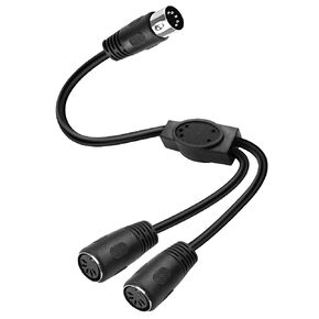 MEIRIYFA MIDI DIN 5-Pin Splitter Y Adapter Cable, Din 5Pin Male to Dual 2 Female Audio MIDI Adapter Extension Cable for MIDI Keyboard, Electric Piano, MIDI Guitar - 0.5M