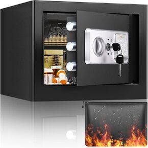 1.2 Cubic Personal Home Safe Fireproof Waterproof with Fireproof Money Bag, Fireproof Safe for Home with Removable Shelf, Fireproof and Waterproof Safe for Money Firearm Cash Medicine Jewelry Document