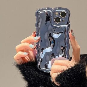 FABSPARK Case for iPhone 11,3D Meteorite Bubble Pattern Electroplate Plating Glitter Curly Wavy Frame Glossy Case,Soft TPU Shockproof Case for iPhone 11 Phone Case 6.1 Inch,Black