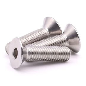 3/8-16 x 3 inch Flat Head Socket Cap Screws, Countersunk Head, Allen Hex Drive, 304 Stainless Steel 18-8, Full Machine Thread, Bright Finish, 10 pcs