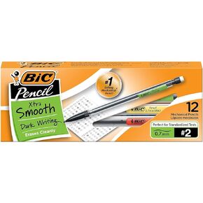 BIC Xtra-Life Mechanical Pencil, Clear Barrel, Medium Point (0.7mm), 12-Count , Black