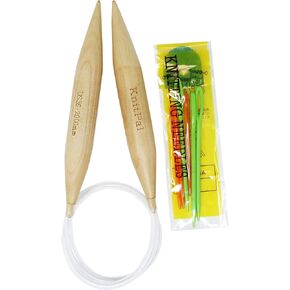 KnitPal 47-inch (120cm) Bulky Wooden Circular Knitting Needles with EBOOK, Natural Wood Jumbo Needle for Chunky Yarn, US Size 36 (20mm)
