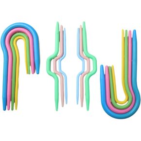 FDXGYH 14pcs U Shape Multicolor Bent Cable Stitch Holder Needles Plastic Twist Curved Hand Knit Knitting Needles