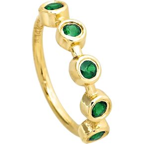 Jewelry Avalanche Solid 14K Gold Nose Hoop 20G Nose Ring Bezel Set 5-Stone Emerald Gemstone Nose Hoop - Ear Cartilage Ring - May BirthStone Nose Ring
