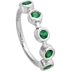 Jewelry Avalanche Solid 14K Gold Nose Hoop 20G Nose Ring Bezel Set 5-Stone Emerald Gemstone Nose Hoop - Ear Cartilage Ring - May BirthStone Nose Ring