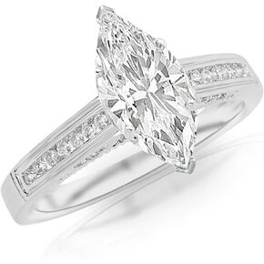0.62 Ctw 14K White Gold Channel Set Round Marquise Cut Diamond Engagement Ring (0.37 Ct G Color SI1 Clarity Center Stone)