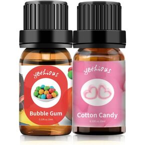 yethious Cotton Candy Bubble Gum Essential Oil Set, Cotton Candy Oil for Diffuser, Aromatherapy, Candle Soap Making - 2 Pack 0.33 Fl Oz Cotton Candy & Bubble Gum Oil