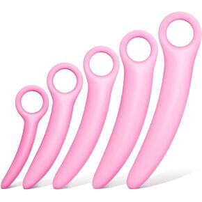 Tisancy 5 Size Silicone Pelvic Floor Muscle Dilator Exerciser Trainer Set Silicone Dilators for Pelvic Floor Personal Massager Tool (Rose Red)