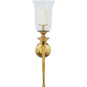 Deco 79 Aluminum Wall Sconce with Glass Holder, 8" x 8" x 30", Silver