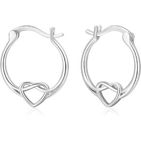 Heart Earrings 925 Sterling Silver Hypoallergenic Heart Hoop Earrings Gift for Womens Girls