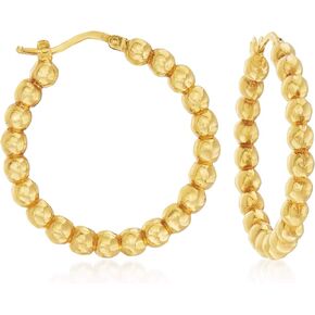Ross-Simons Italian 14kt Yellow Gold Beaded Hoop Earrings