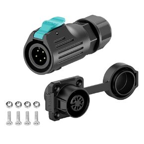 E-WeiChat EW-LP12 Industrial Waterproof Connector IP68 Quickly Plugging Aviation Connector PBT Plastic Shell Circular Connector Fast Release Electrical Connector M12 2-8 Pin Flange Socket (7 Pin)