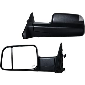 AERDM New towing mirror Black Housing with Temperature sensor fit 2009-2015 Ram 1500, 2010-2015 Ram 2500 3500 Towing Mirrors with Turn Signal, Puddle Lights