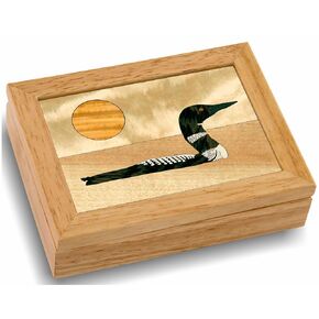 MarqArt Wood Crane Jewelry Box - Hinged Lid Organizer for Rings, Bracelets, Watches - Store Your Precious Valuables In This Spacious Velvet-Lined Holder - (#2500BH 6x8x2)