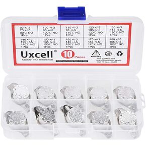 uxcell 10pcs NO KSD301 Thermostat 90-180°C(194-356°F) Temperature Thermal Control Switch 90 100 110 120 130 140 150 160 170 180°C Normally Open Assortment Kit