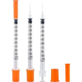 20 Pack 1ml Syringes with Needle, Disposable U-100 1cc Syringe 30G 1/2 Inch Needle, Sterile Individually Wrapped